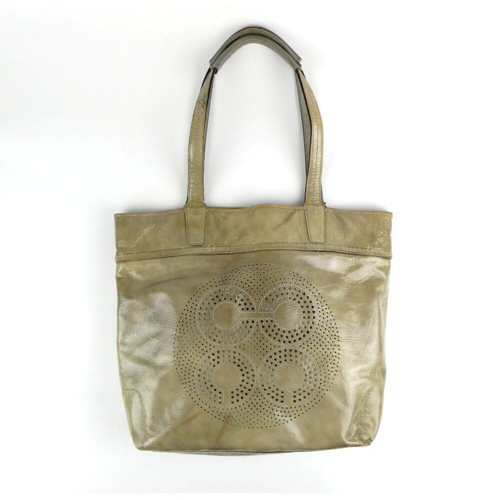 Coach Vintage Op Art Taupe Patent Leather Tote 17020